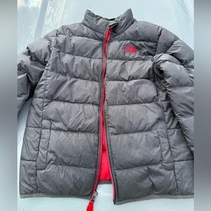 The North Face Kids Charcoal and Red Puffer Jacket